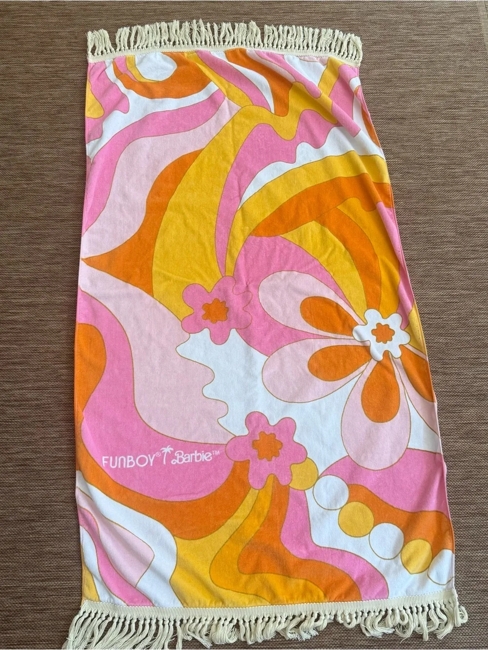 Funboy Malibu Barbie Luxury Dream Oversize Beach Towel Fringe 100% Cotton. In go